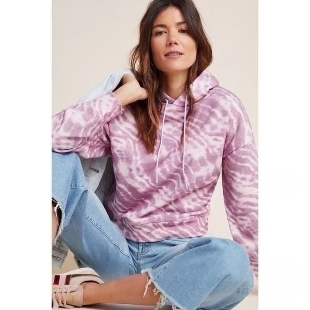 Paige Oakley Hoodie Women's S Lilac Sachet Daze Tie Dye Lettuce Trim Boho Spring